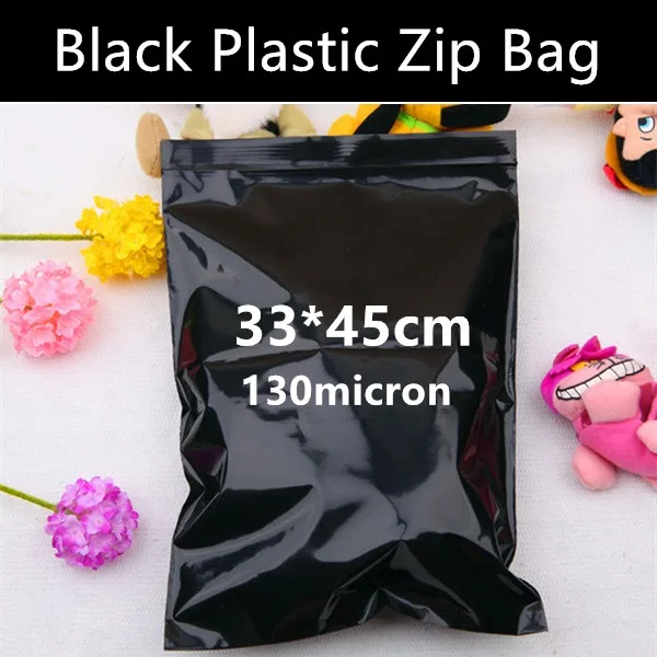Wholesale 50pcs 33cm*45cm*130micron Large Black Laminated Zip Bag