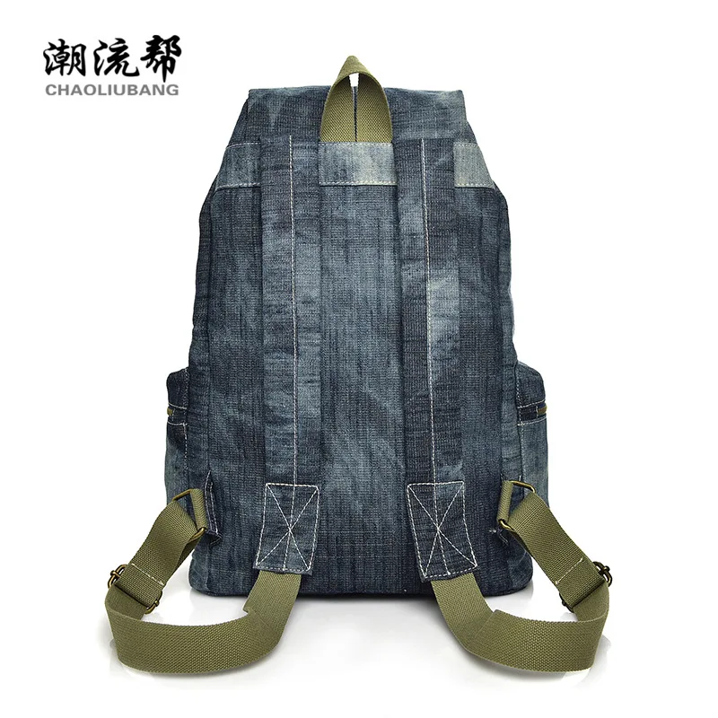 Manufacturers wholesale students'schoolbags Vintage canvas water-washed jeans shoulder backpacks men's bags college leisure Manufacturers wholesale students'schoolbags Vintage canvas water-washed jeans shoulder backpacks men's bags college leisure