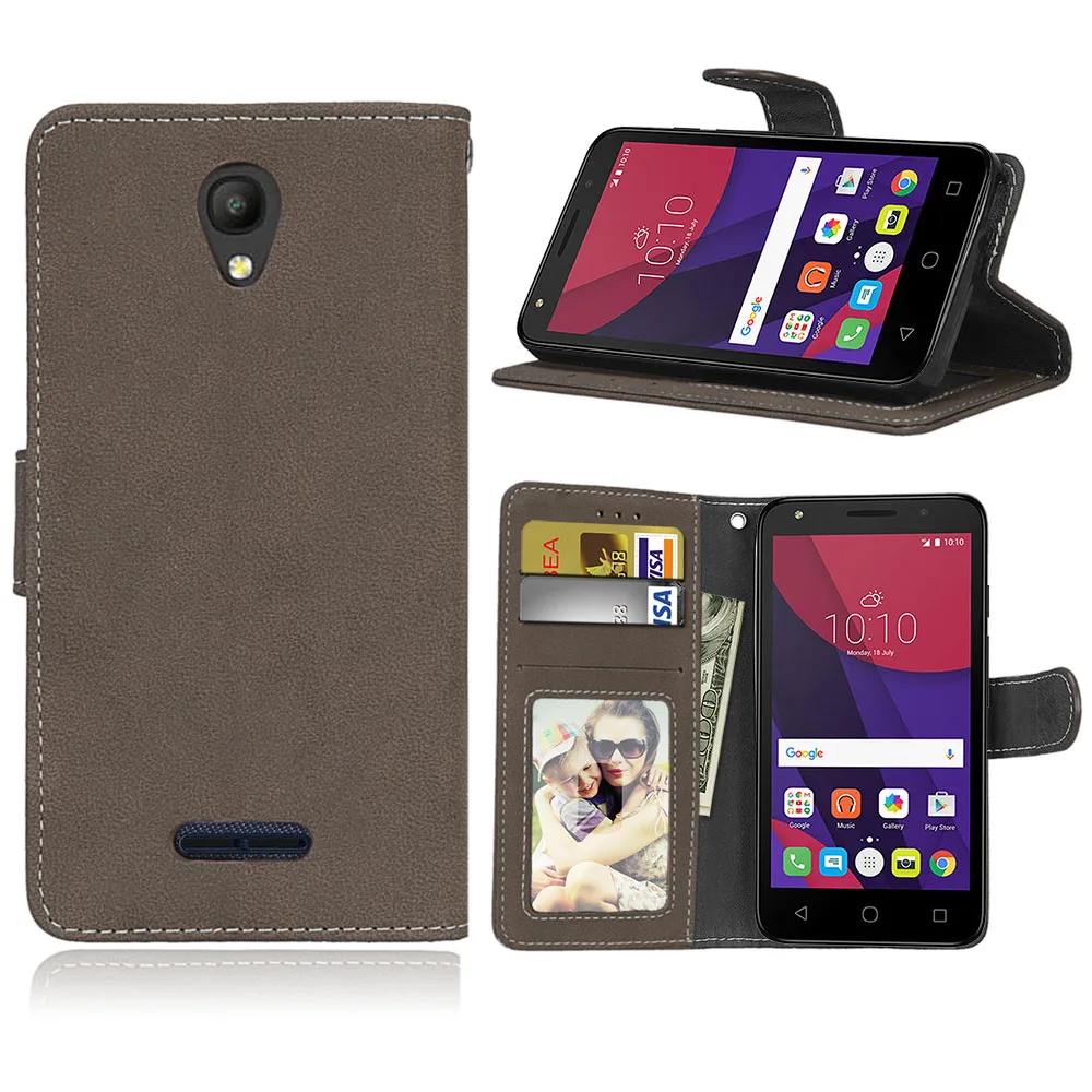 Matte Leather Case For Alcatel one touch pop 4 5051D Retro Phone case