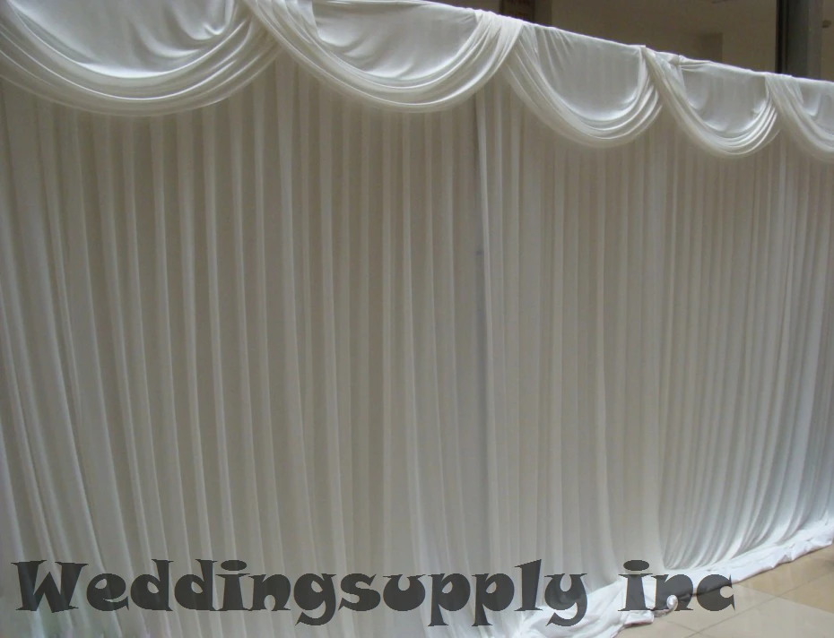 

White Wedding Backdrop with Detachable/Folded Swag Wedding drape and curtain wedding decoration
