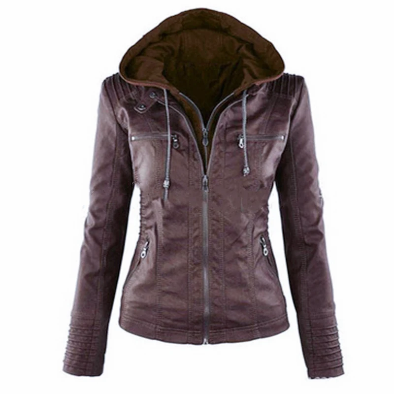 Litthing кожаная куртка женская пальто Женская куртка из искусственной кожи готическое мотоциклетное пальто из ПУ Верхняя одежда с капюшоном на молнии дамское пальто