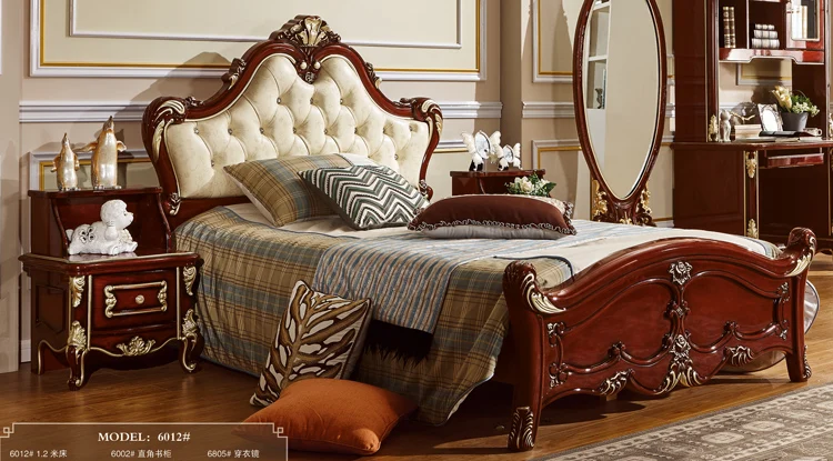 Antique Bedroom Furniture Classic Wooden King Size Best Bed Designs - 6012