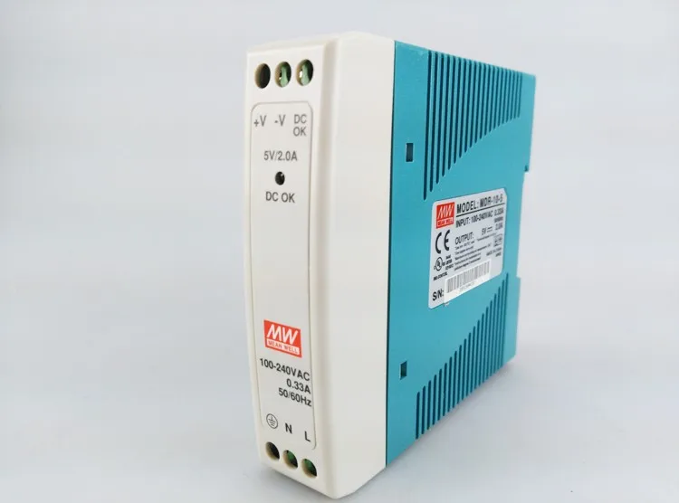 

Original MEAN WELL 10W Single Output Din Rail Switching Power Supply MDR-10