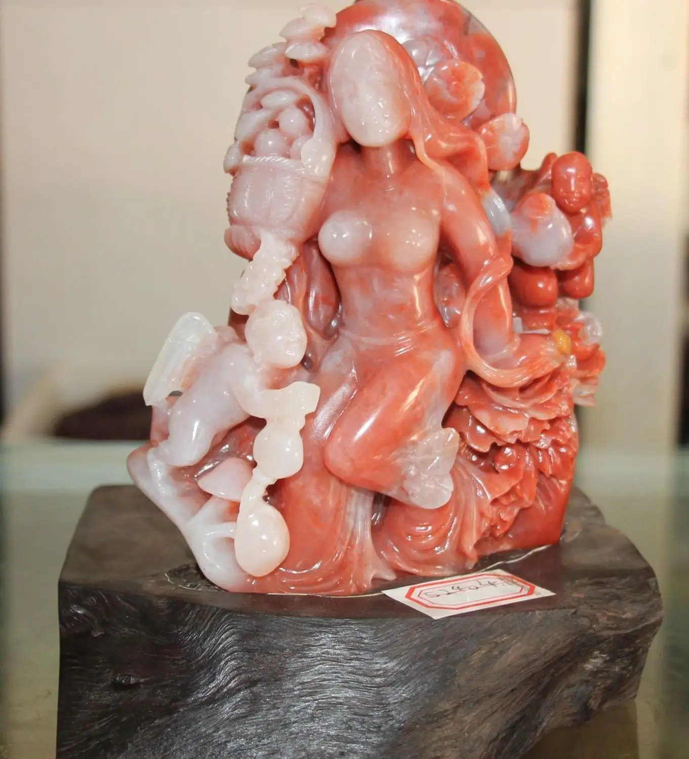 

8" 100% Natural Shoushan Stone Carving Belle Girl Beauty Angel Boy Pure Hand