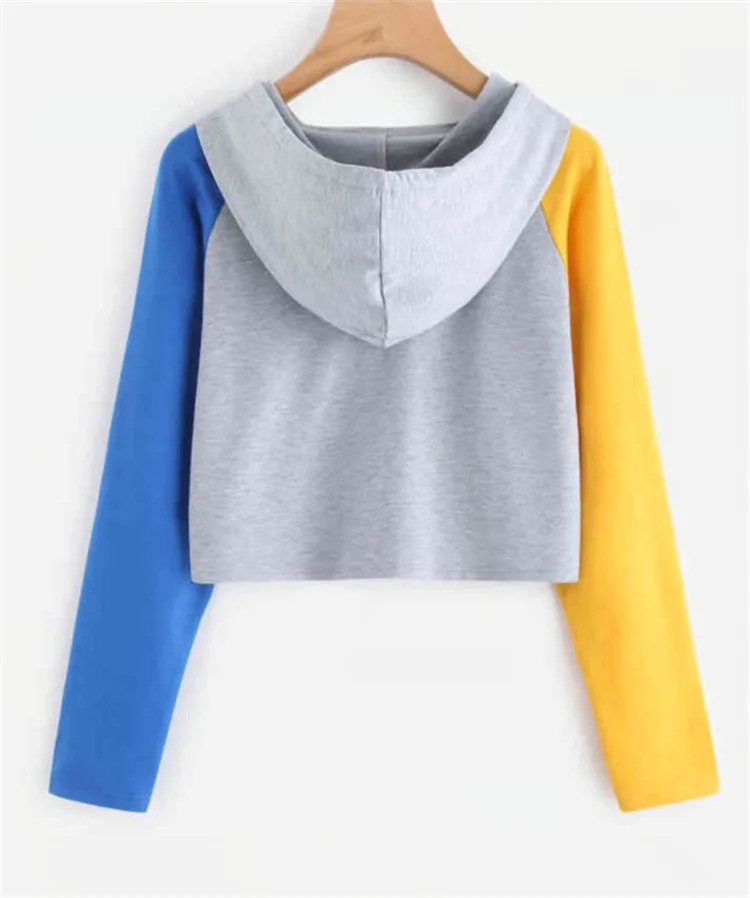 Mr.nut new spring and autumn hooded long sleeve color matching casual wild short Women's sports hoodies Mr.nut new spring and autumn hooded long sleeve color matching casual wild short Women's sports hoodies