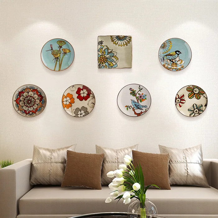 Modern creative ceramic mural hanging plate wall decoration crafts Furnishing personality hand