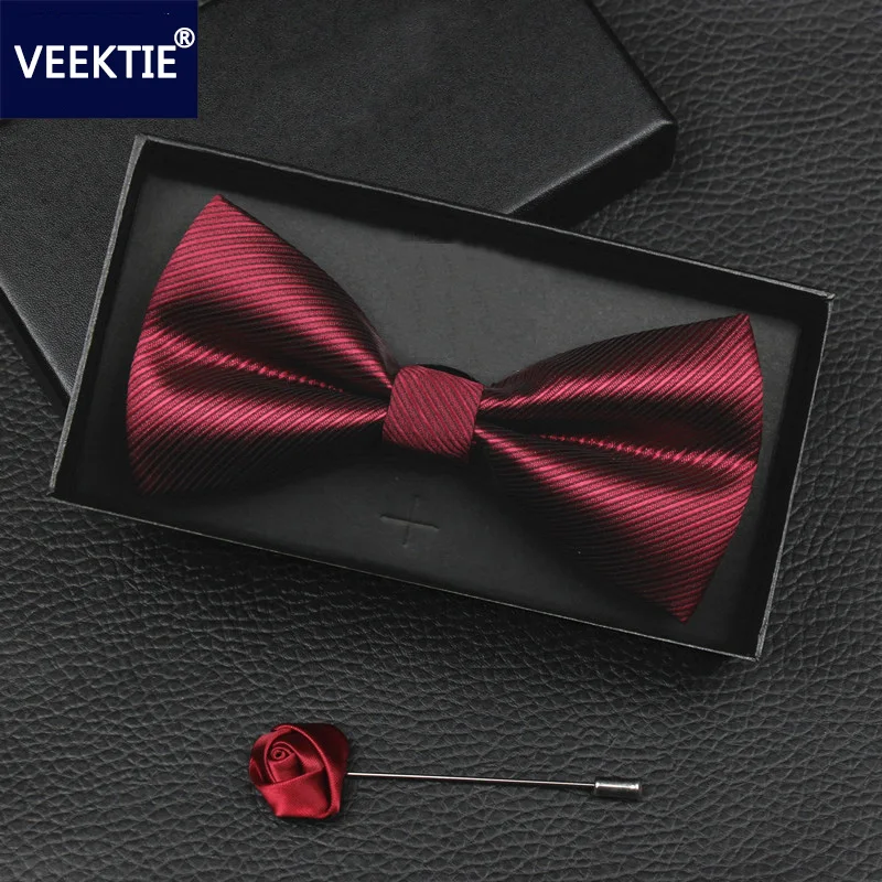 Мужской галстук бабочка VEEKTIE черный красный синий деловой для свадебной