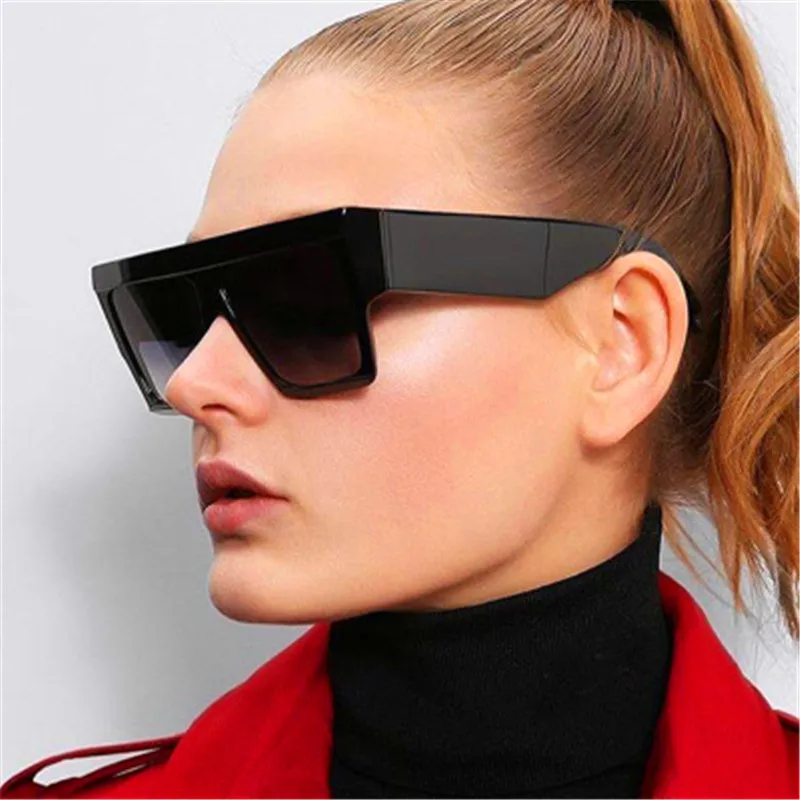 

PLINTH Future Style Square Sunglasses Women Brand Design Oversize Flat Top Big Frame Gradient Driving Sunglasses Oculos de sol