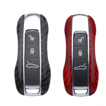

Red Carbon Fiber Car Key Case Protective Shell Styling Bag Box For Porsche Cayenne Macan Cayman Boxster 911