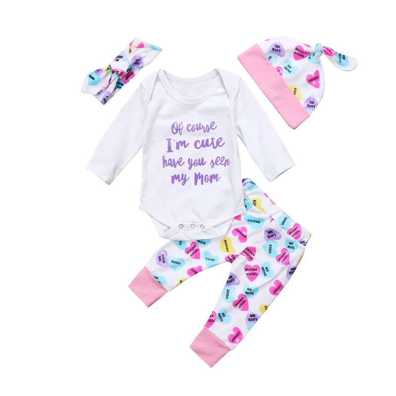 

New Xmas Set Newborn Baby Boy Girls Top Long Sleeve Romper Long Pants Floral Hat Outfits Clothes 0-24M
