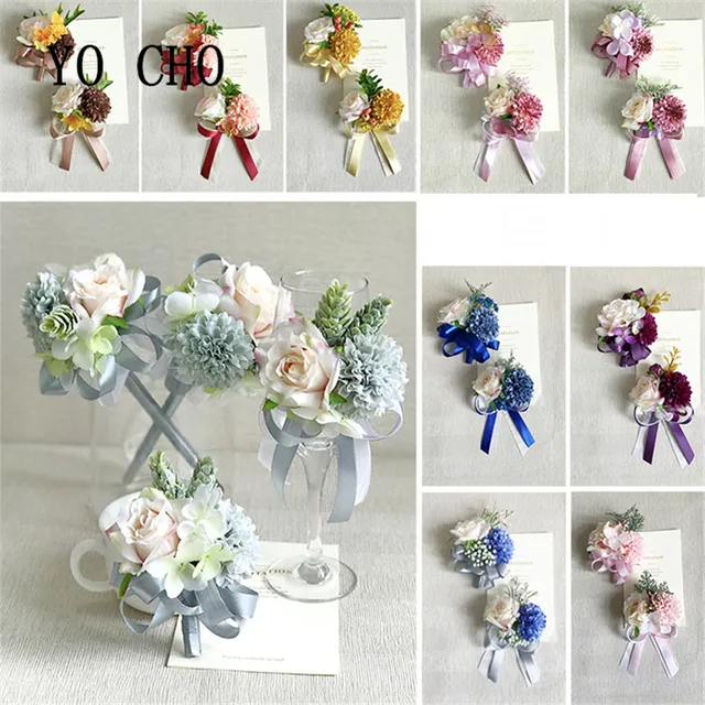 YO CHO Delicate Ribbon Daisy Corsage Flowers Rose Groom Suit Men Boutonniere Wedding Accessories Decor YO CHO Delicate Ribbon Daisy Corsage Flowers Rose Groom Suit Men Boutonniere Wedding Accessories Decor