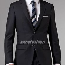 Высококачественные итальянские туфли и сумочки в тон, камвольная ткань чистая шерсть деловой мужской костюм с двумя пуговицами базового чёрно-костюм для мальчиков на свадьбу