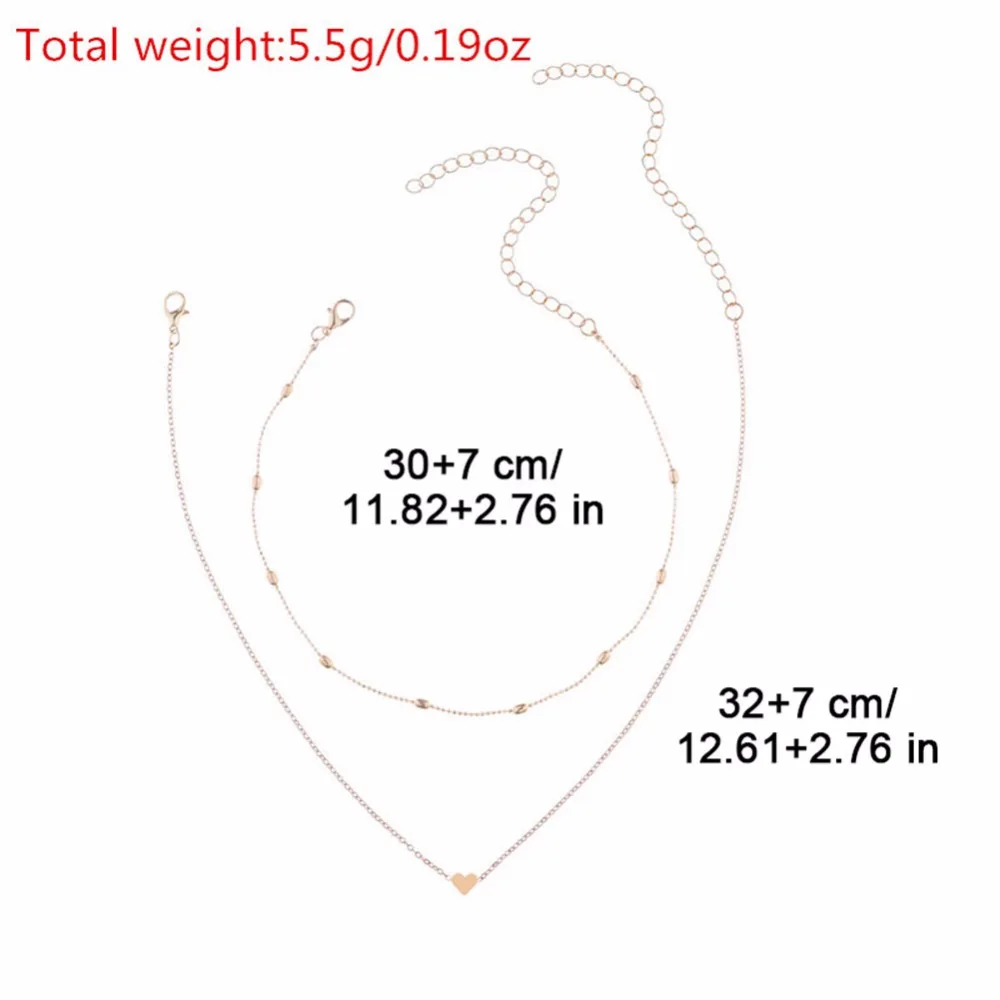 1 шт, модное Двухслойное ожерелье-чокер с подвеской в виде сердца, золотые серебряные бусы, цепочка, женские очаровательные ювелирные изделия, подарок#245547