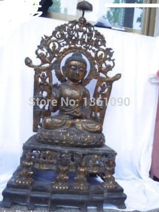 

xd 00163 39 Inch Huge Chinese Gild Bronze Sakyamuni Buddha umbrella statues