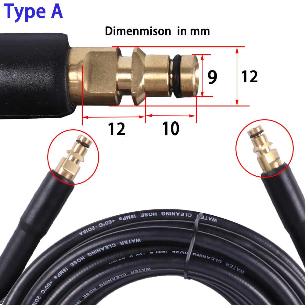 OPRQ 6 м 8 м 10 м 15 м латунная насадка, сменный шланг для мойки давления 2610 фунтов/кв. дюйм, насадка для пены, Серия K, удлиняющий шланг