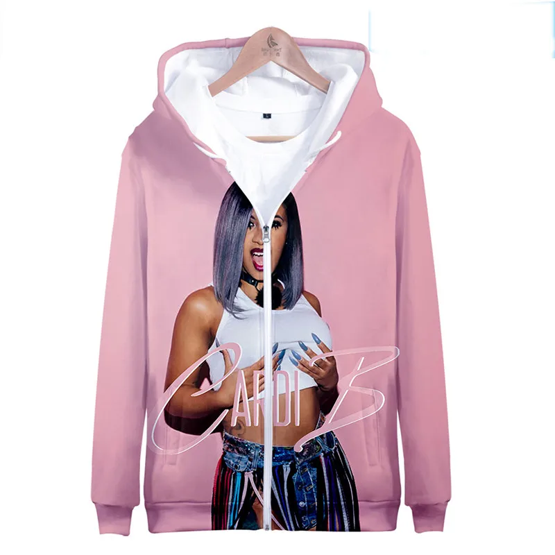

Hip Hop style hoodie men/women fashion 3D Cardi B hoodies sweatshirt harajuku tracksuit loose women Jacket zipper sweatshirts