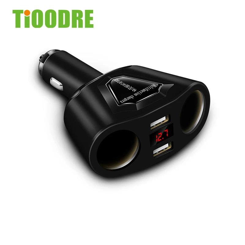 

Electronic cigarette lighter socket splitter double cylinder double 3.1A dual USB car charger with current voltmeter charger