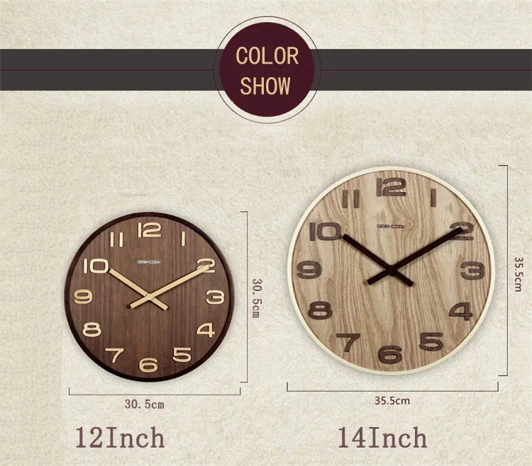 Без стекла Светоотражающие 12 ''14'' винтажные большие 3D настенные часы дизайн бесшумные часы для гостиной домашний декор часы Современный дизайн настенные часы