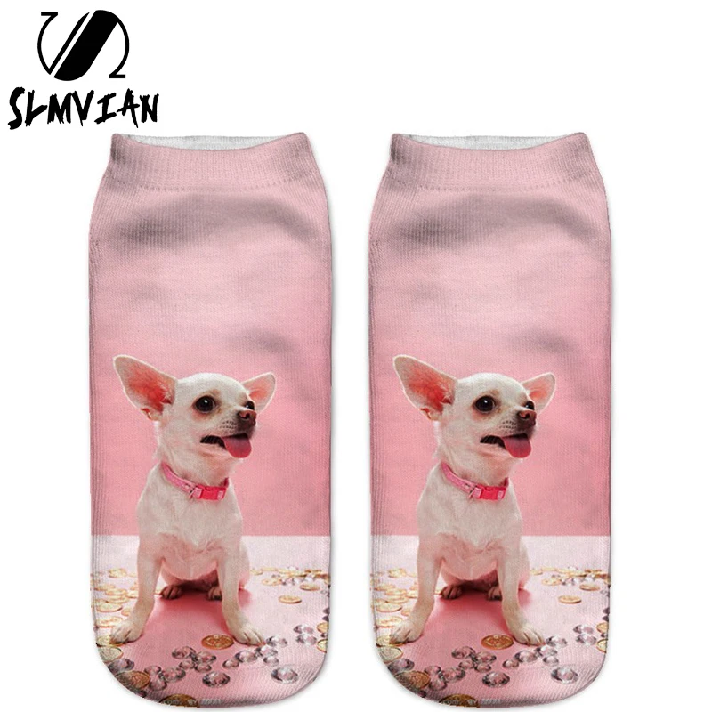 SLMVIAN New 3D Printed Chihuahua Dog Puppy Women Socks
