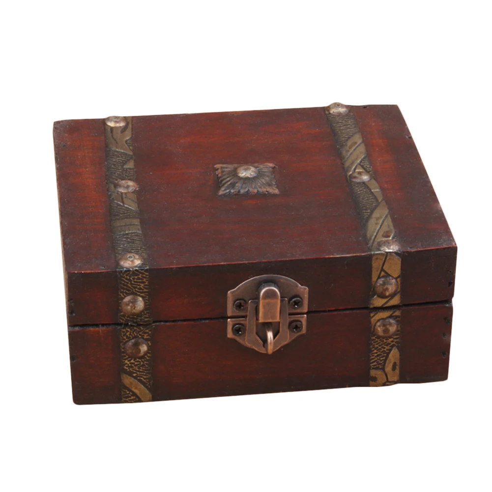 Античная деревянная коробка для хранения Ретро шкатулка двойной кожаный ремень узор маленькие коробки