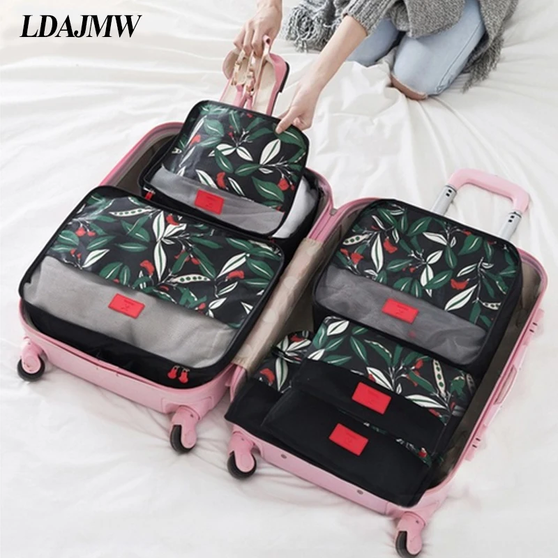 Pаспродажа LDAJMW Марка 6 шт. компл. случаях, Путешествия Одежда Tidy сумка для хранения Box Чемодан чемодан чехол на молнии бюстгальтер Косметика Нижнее бель...