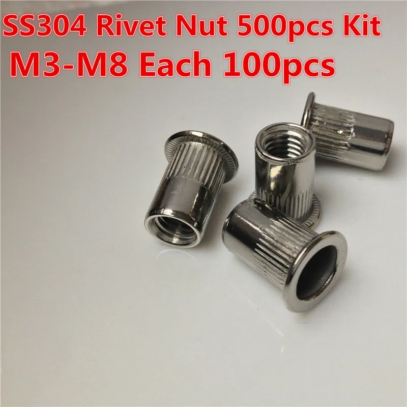 500pcs M3 M4 M5 M6 M8 stainless rivet nut kit ss304 Rivet Nut kits