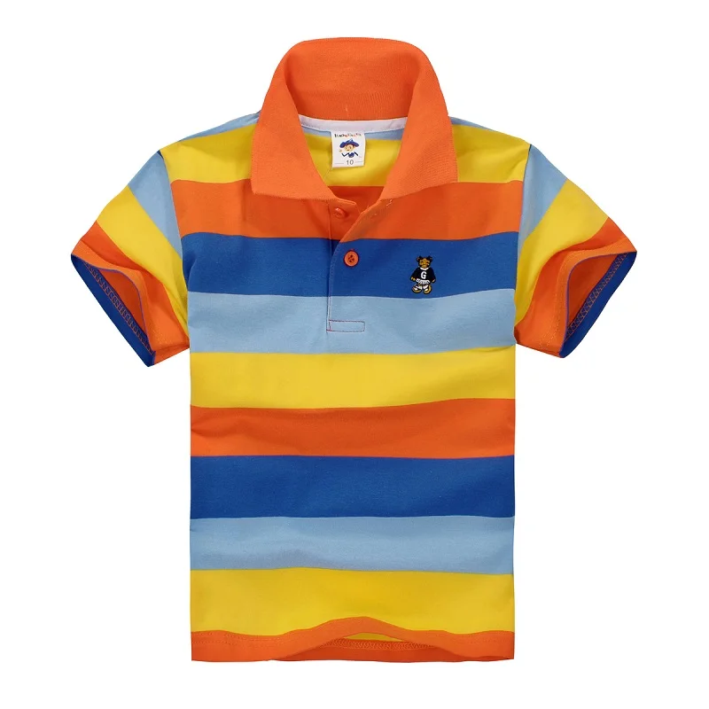 

Big Discount children t shirts baby boys girls clothes kids t shirt summer striped short sleeve cotton polo shirt