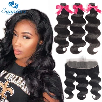 Sapphire Brazilian Hair Frontal Human Hair 2 3 Bundles Cat