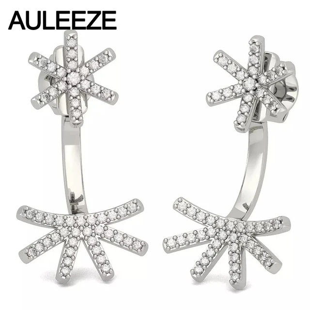 Flower Dual Purpose Earrings Real Natural Diamond Earring Jackets Flower Dual Purpose Earrings Real Natural Diamond Earring Jackets For Women Solid 14k 585 White Gold