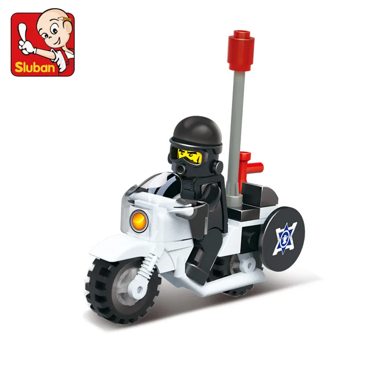 

SLUBAN City Patrol the police motorcycle Building Blocks Sets Doll House Bricks Model Kids Children gifts Toys Compatible Legoe