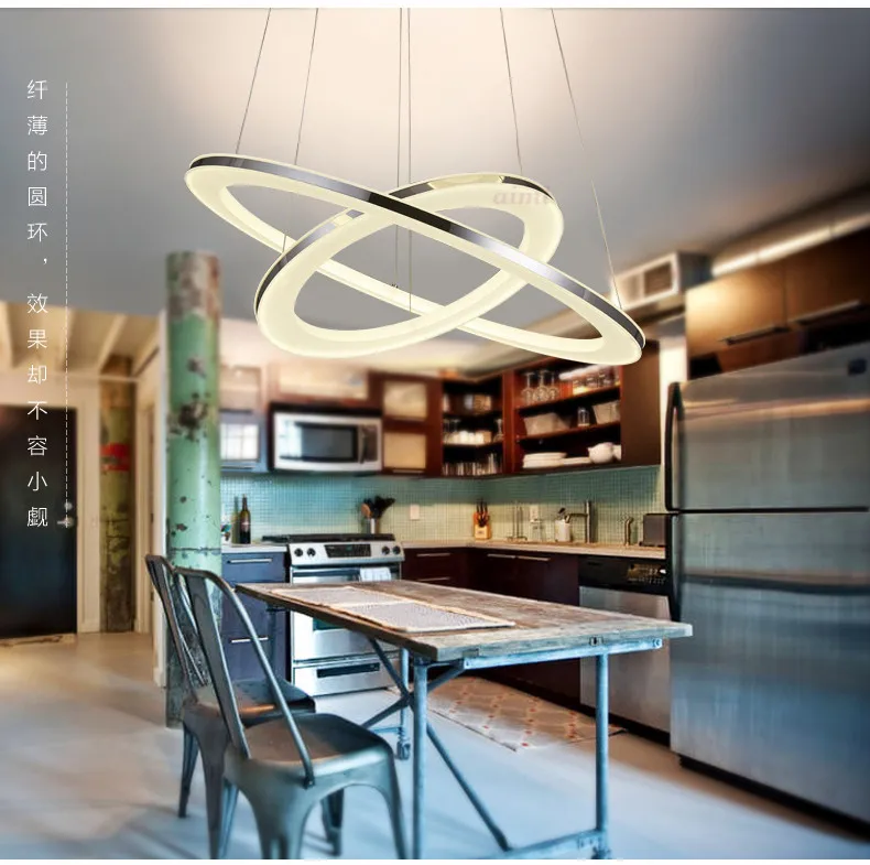 

3 ring acrylic Chandelier Modern round pendant lamp 90-260V 30/50/70/90CM The dimming control Simple personality pendant lamps.