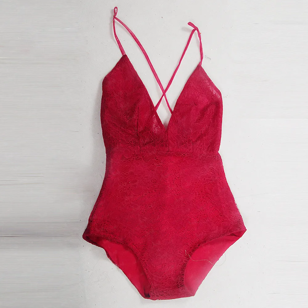 Rsk7 Bikini Style Red Lace Tight Corset Mini Jumpsuit Sexy In