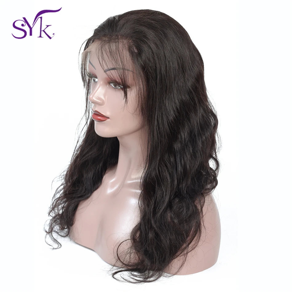 SYK волосы объемные волнистые кружевные передние человеческие волосы парики с детскими волосами 13*5 размер 150% плотность перуанские Remy человеческие волосы кружевные передние al парик