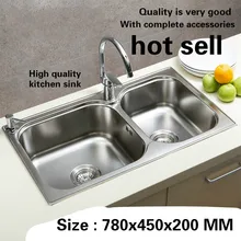 Роскошная индивидуальность двойной кухонный паз раковина прочный пищевой 304 нержавеющая сталь Мода Горячая 780x450 мм