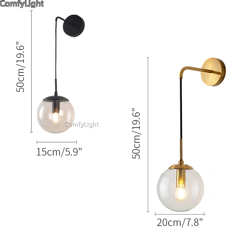 Скандинавский дизайн, круглые хромированные настенные лампы, стеклянный шар, настенный светильник, s Lustre, подвесной светильник для кухни, прикроватный светильник, светильник E27, Домашний Светильник ing