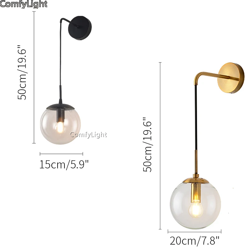  Nordic desginer Globe Chrome wall Lamps Glass Ball wall lights Lustre Suspension Kitchen bedside Li - 32914889629