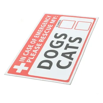 

NEW Emergency Pet Rescue DOG CAT Vinyl Sticker Label Signs Safety Warning 74*125mm Security Safety