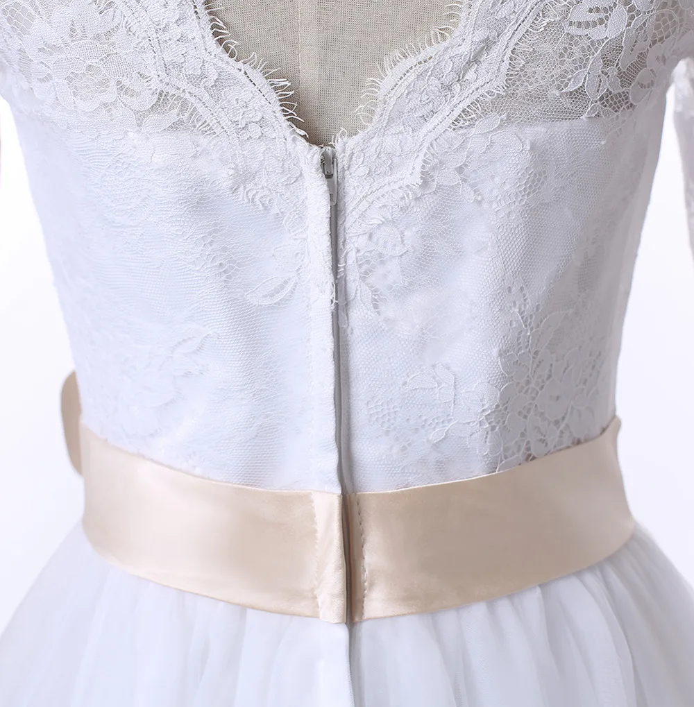 Real Image Flower Sash Long Sleeve Short Vintage Lace Wedding Real Image Flower Sash Long Sleeve Short Vintage Lace Wedding Dresses Bridal Gowns Custom Size 2 4 6 8 10 12 14 16 18 W1365 In From