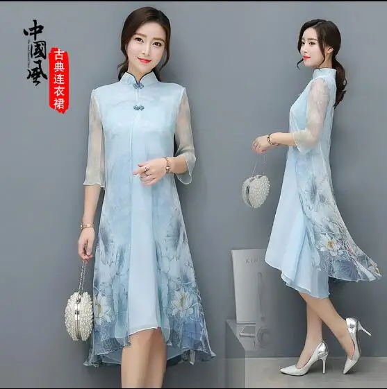 

New Chinese style Cheongsam dress Leisure Vietnam womens dress