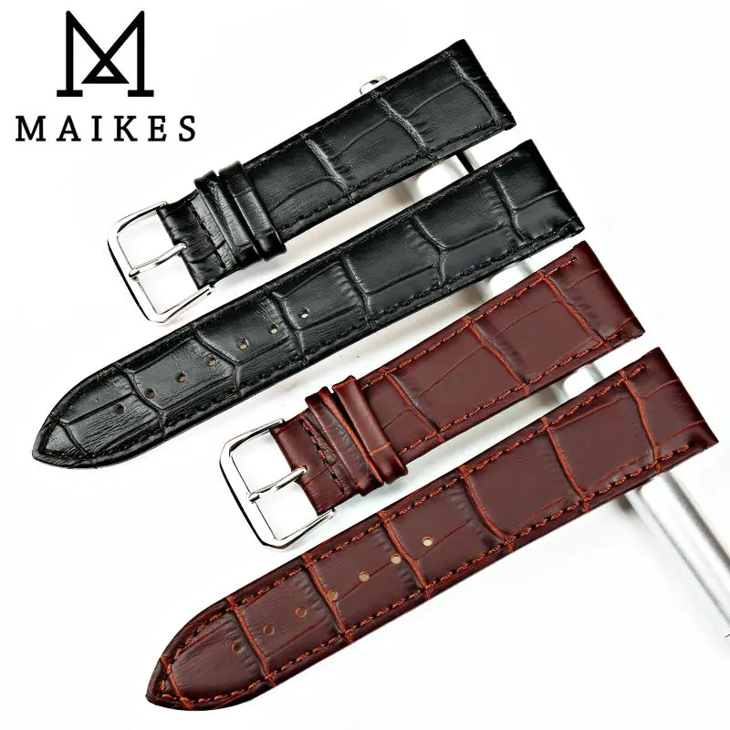 Ремешок для часов Maikes черный тонкий ремешок из натуральной кожи 16 18 19 20 22 мм|genuine