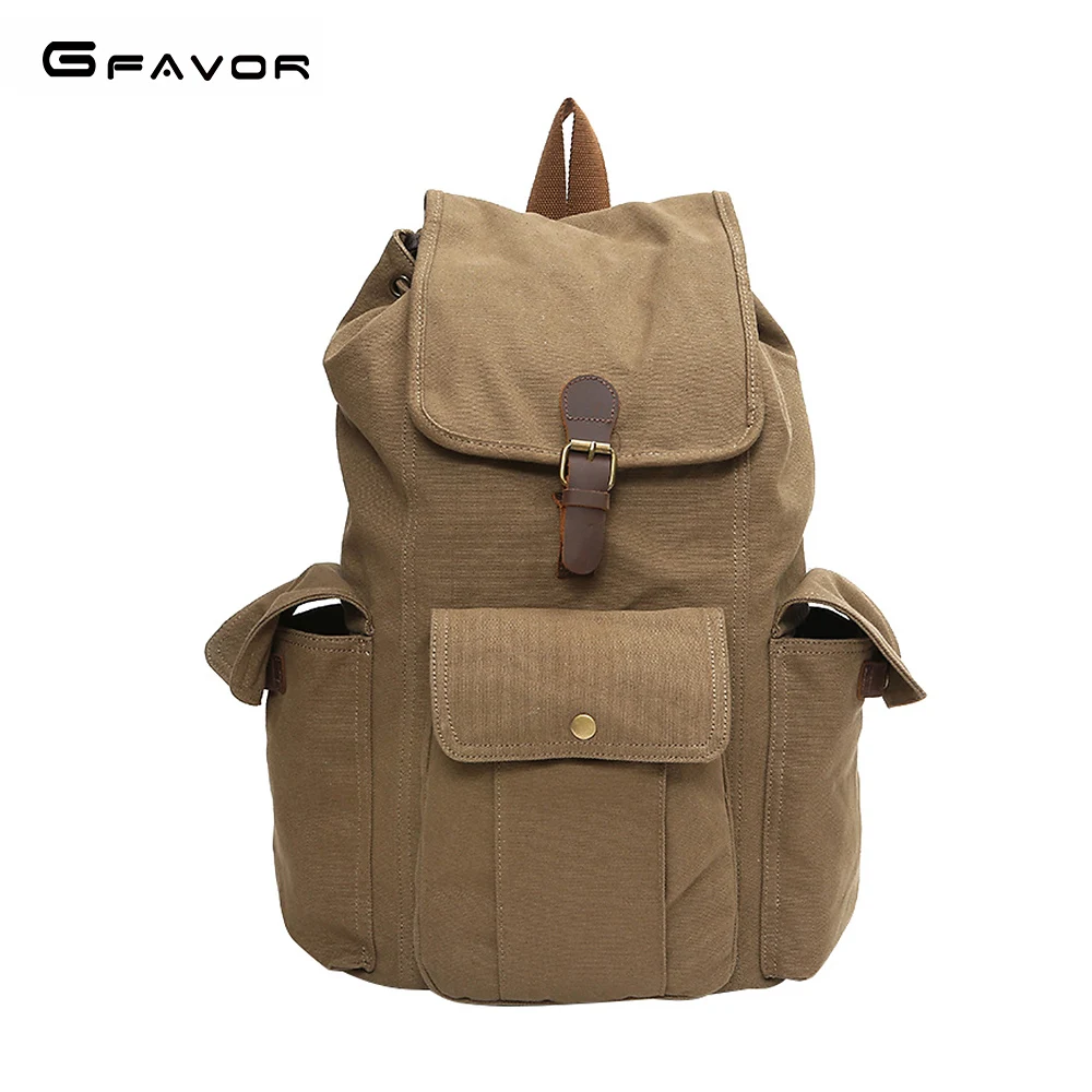 G FAVOR Hot Sale Canvas Backpack Men Large Capacity Travel Backpack College Student School Men ...