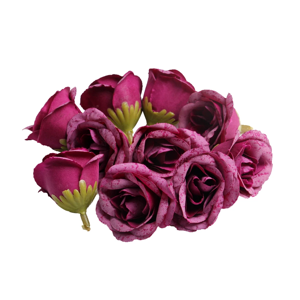 New Hot Sale 10pcs Decorative Artificial Silk Rose Flower Head for Wedding Party Home Decor Photo Albums DIY Hats Clothes Favors