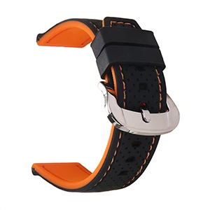 BEAFIRY мягкий силиконовый ремешок для часов 20 22 24 мм водонепроницаемый ремешок для часов черный - Цвет ремешка: Black Orange Line