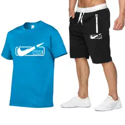 2019 хлопковые футболки + шорты, мужские комплекты, брендовая одежда marvel, спортивный костюм из двух предметов, модные повседневные футболки