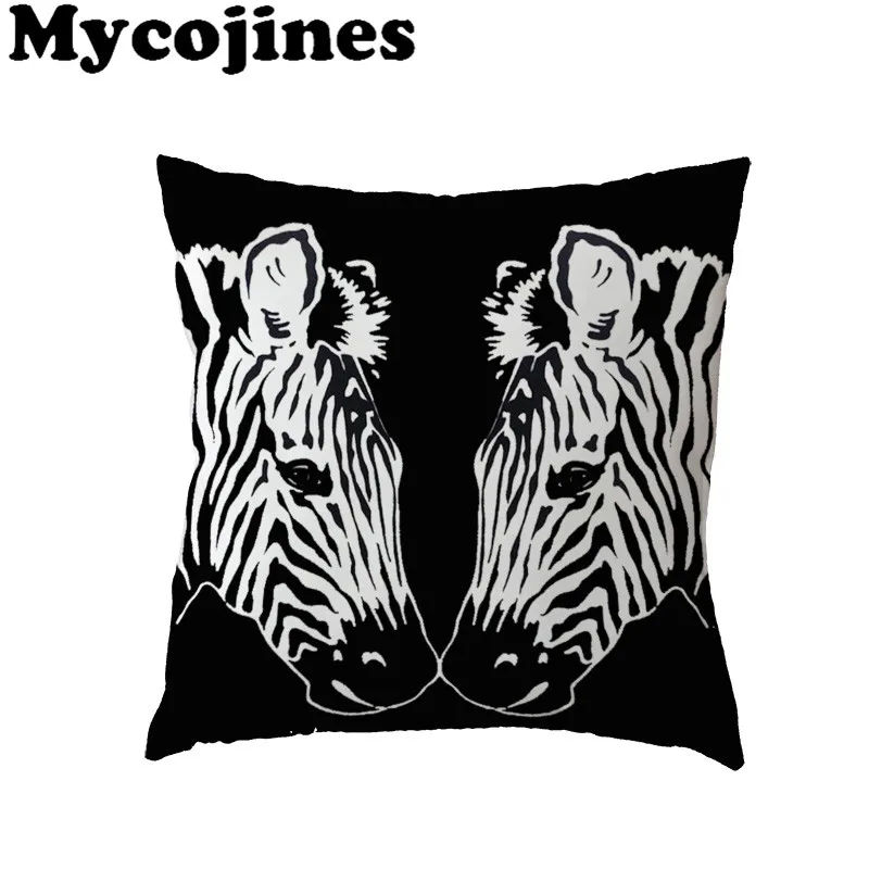 Us 1 58 30 Off Simple Watercolor Style Cushion Cover Black White Zebra Stripes Home Bedroom Sofa Gift Decor Polyester Peach Skin Pillow Cases In