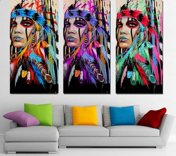 

3PcsFull round&Square Diamond 5D DIY Diamond Painting Indians feathered Embroidery Cross Stitch Rhinestone Mosaic Painting Decor