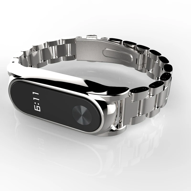 Metal Strap For Xiaomi Mi Band 2 Bracelet Belt For Xiaomi Miband 2 Strap Replacement OLED Display Wristbands Black Silver Golde