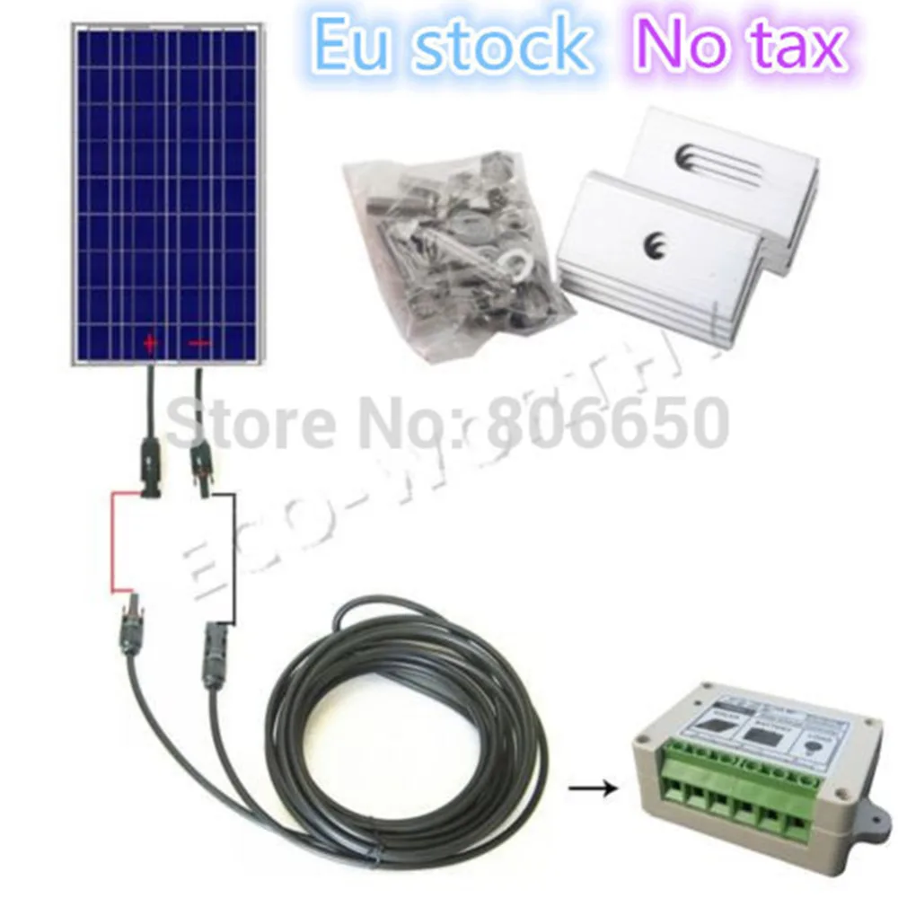 DE stock, no tax, COMPLETE KIT 100W 18V solar panel off grid system with controller & cable * free shipping for RV boat home au eu usa stock complete kit 600w solar panel cells off grid system 600w solar system for home free shipping