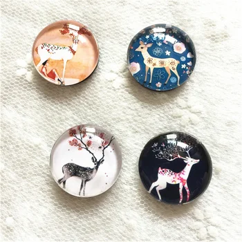

Dia 2.2cm Round Deer/Colorful Tree Painting Crystal Glass Fridge Magnet Decorative Stickers for Kids Gift 8pcs/lot DEC109