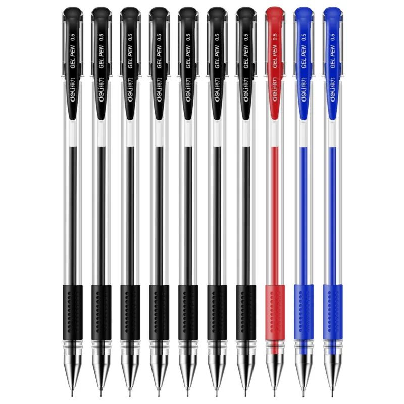 

Deli Papelaria Gel Pens Student Writing Gel Pen Black Red Blue Ink 10pcs 0.5mm Half Needle Office Signature Pen Writing Supplies
